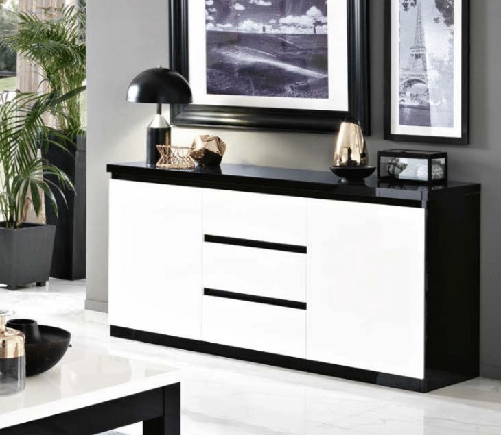 Roma base dressoir 165 zwart-wit