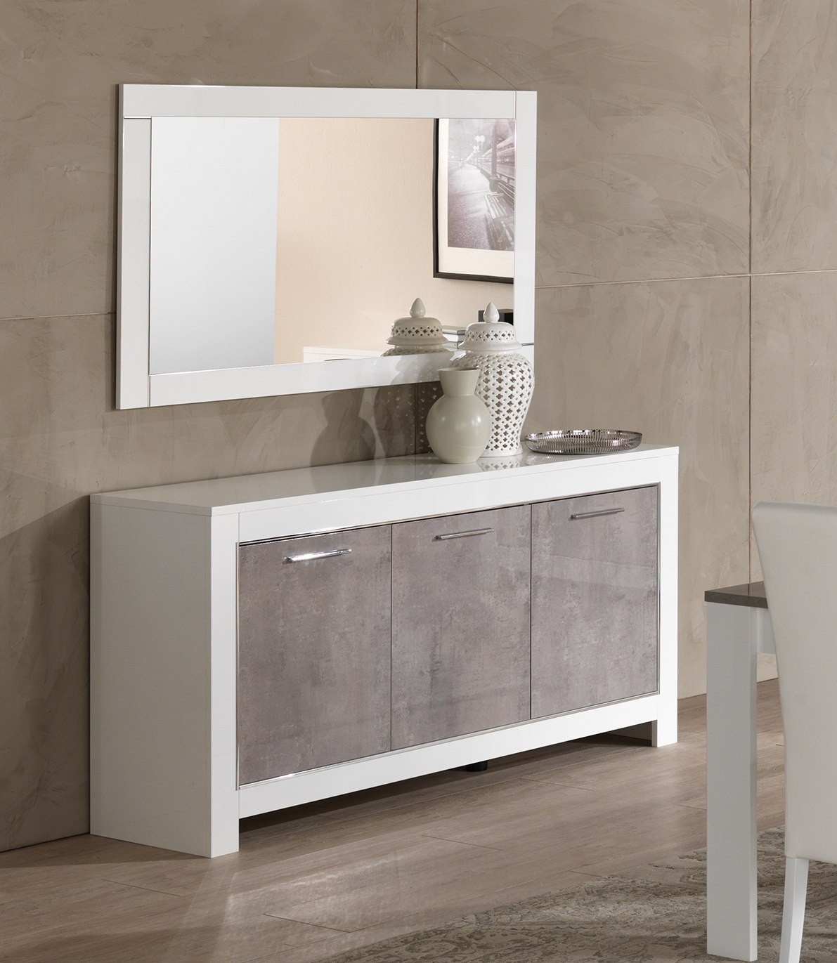 Modena dressoir 160 wit-beton