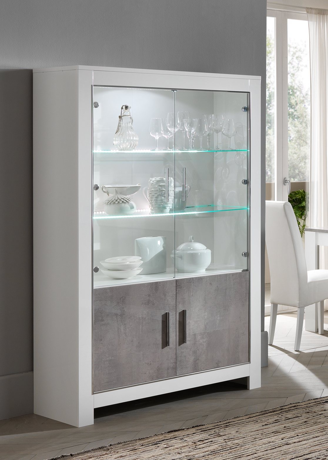 Modena vitrine 2D. wit-beton