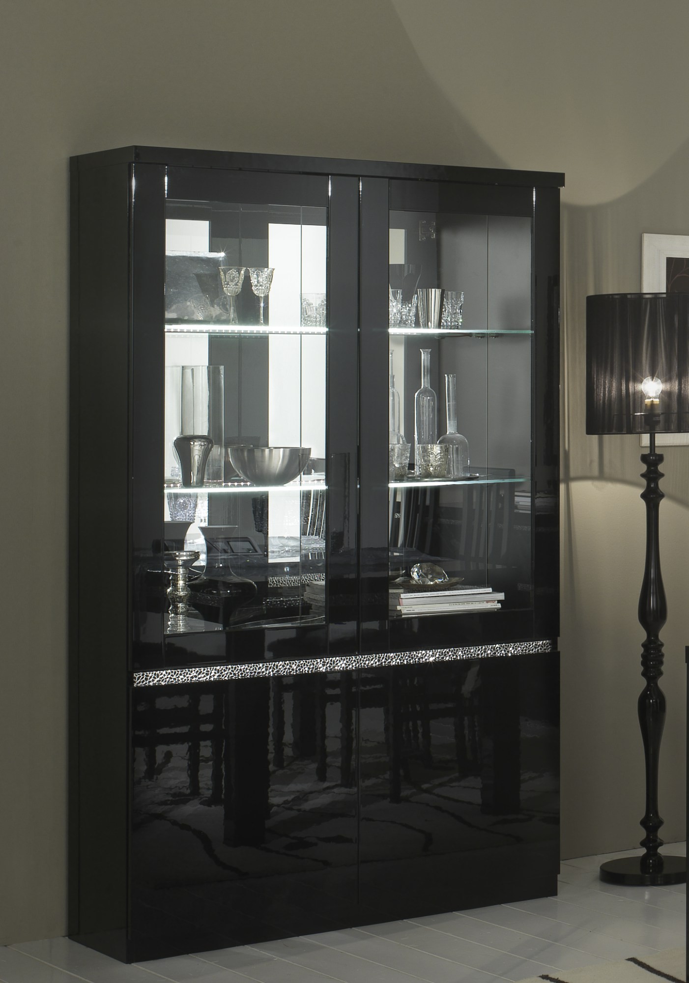 Roma cromo vitrine 2D zwart-zwart