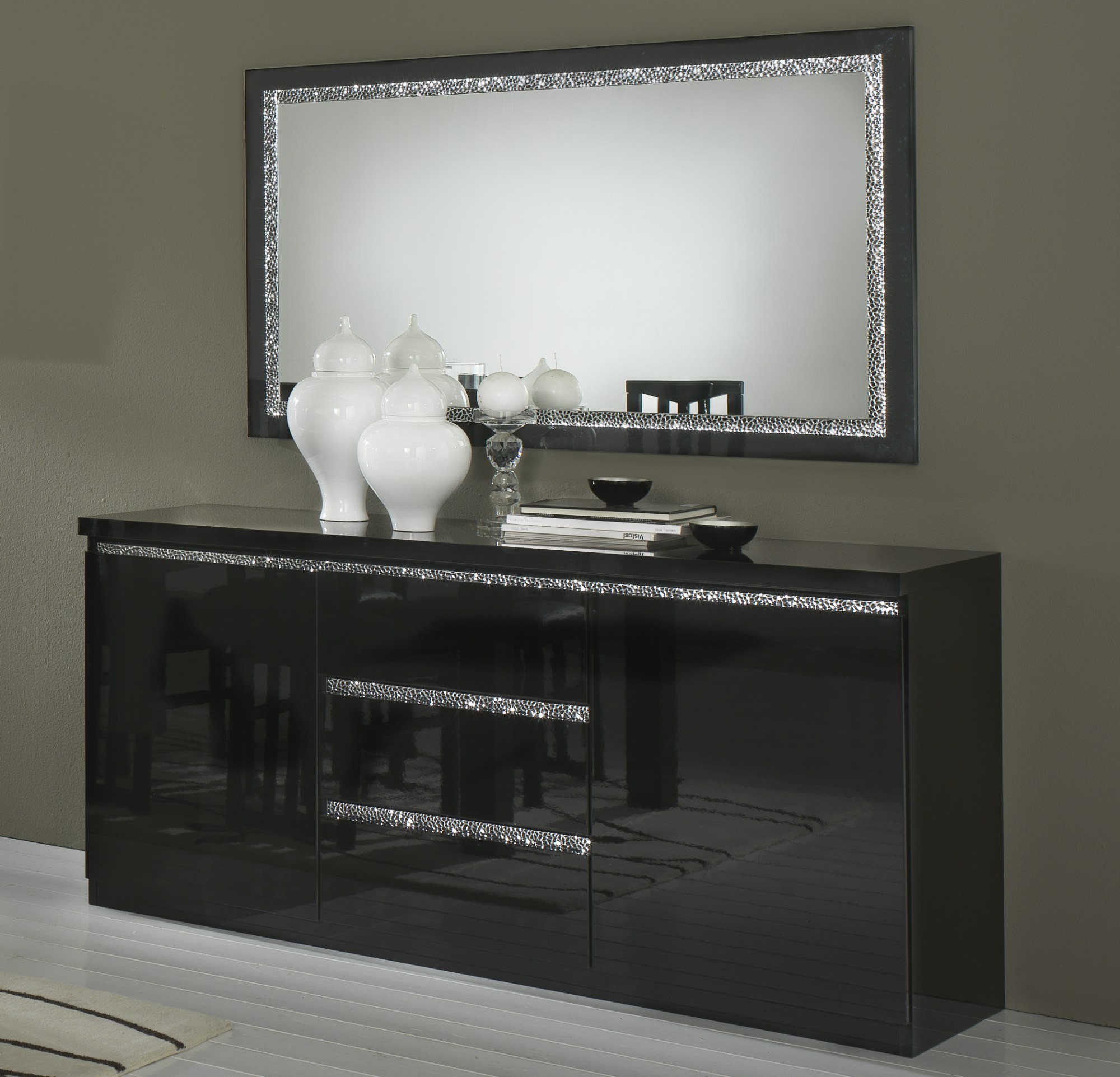 Roma cromo dressoir 165 zwart-zwart