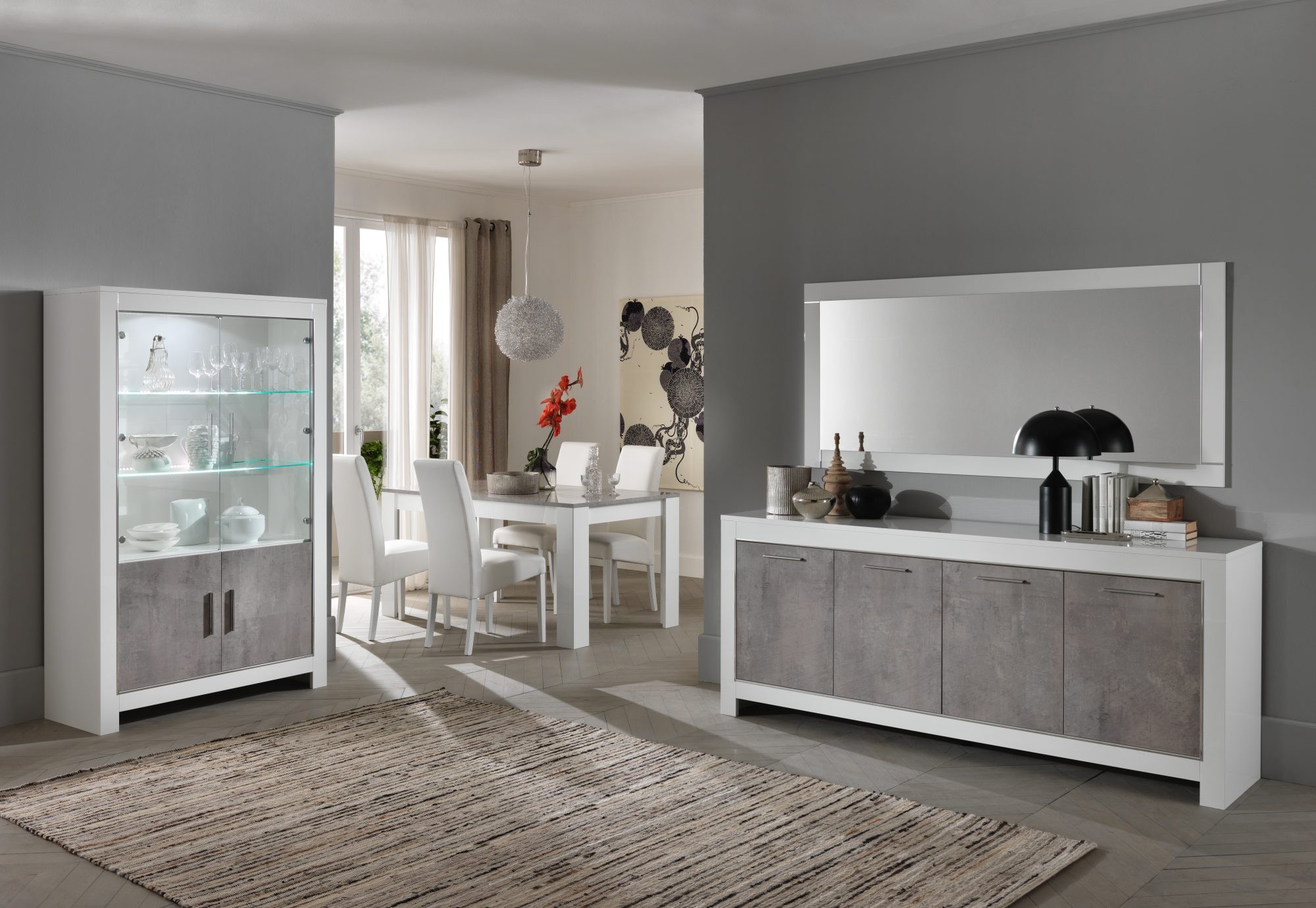 Modena wit-beton eetkamer sfeerfoto's
