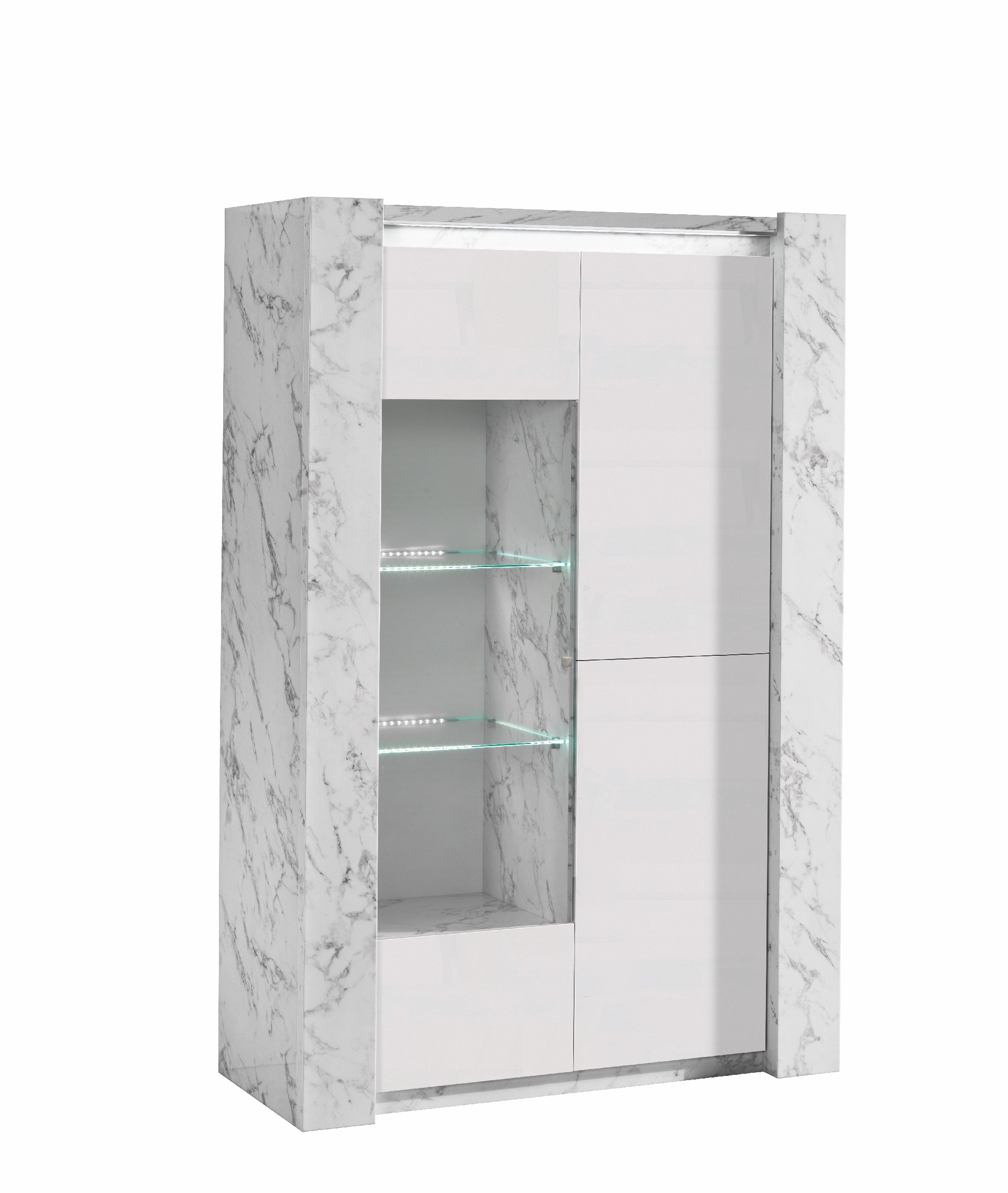 Vittoria vitrine-bar -marmer wit-wit