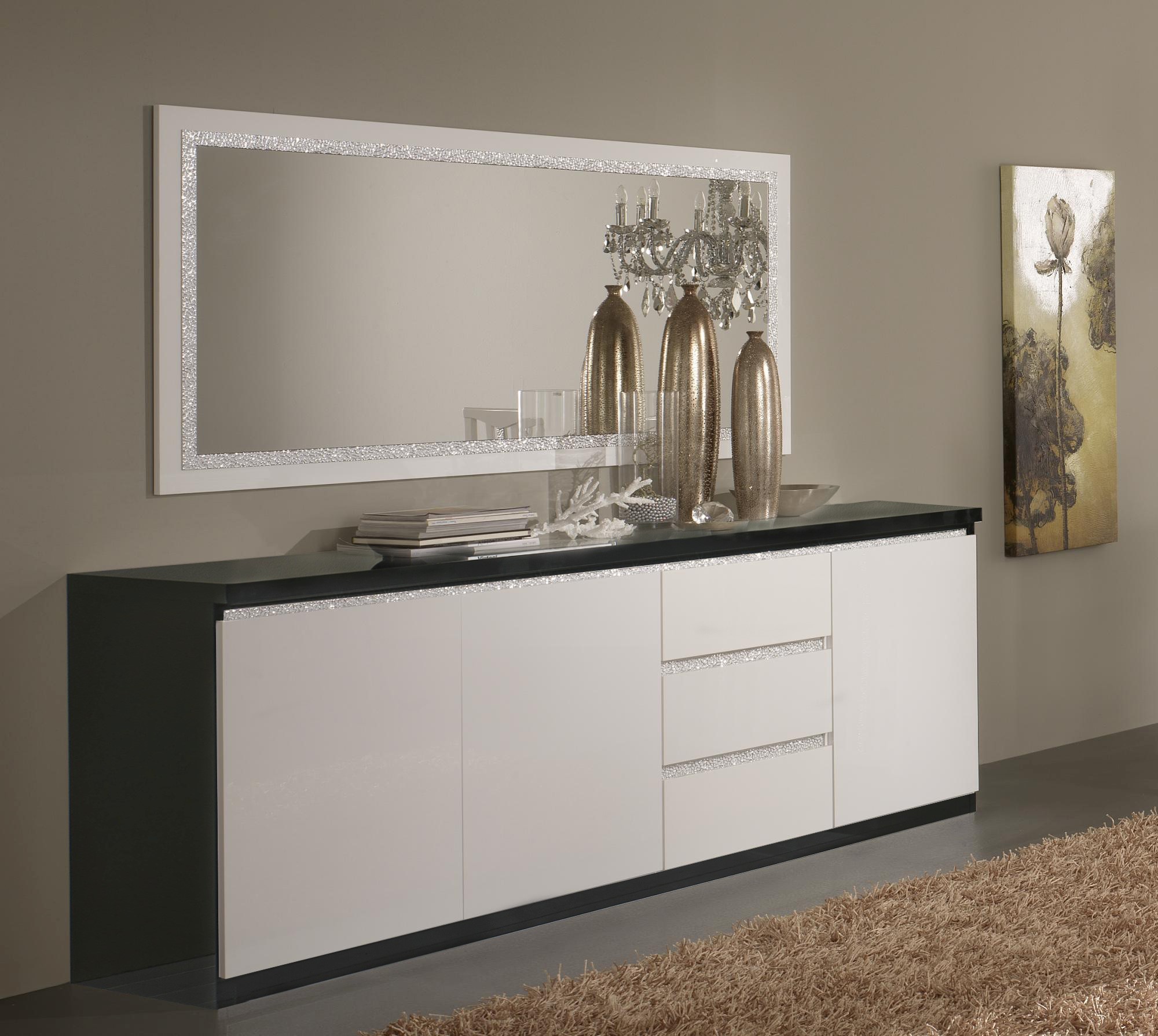 Roma cromo dressoir 220 zwart-wit