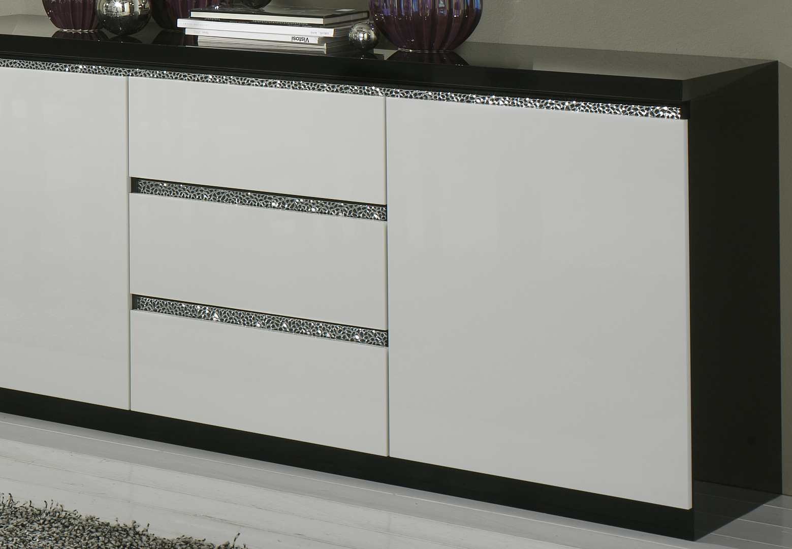 Roma cromo dressoir 220 zwart-wit-323