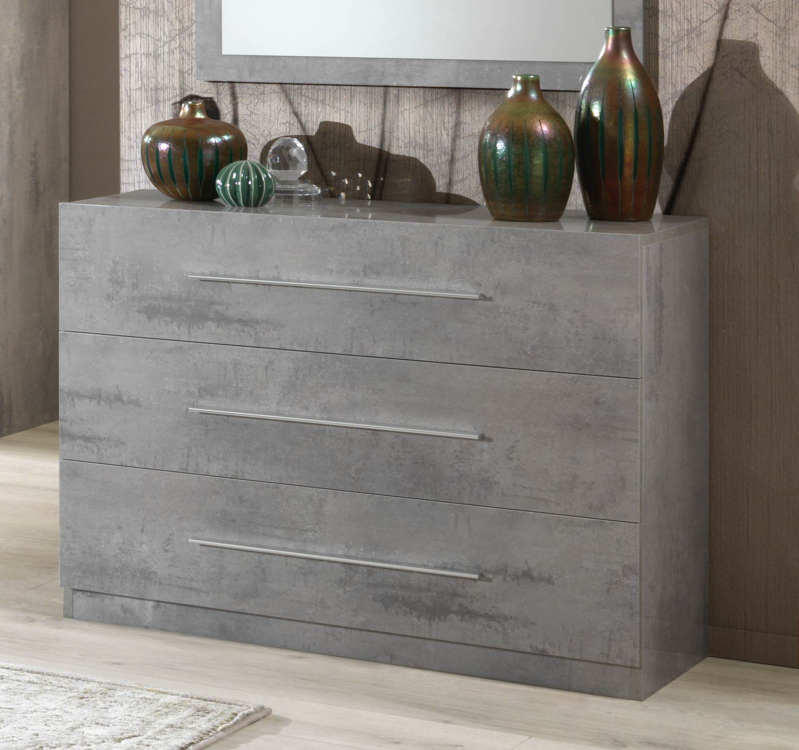 Commode Star met 3 laden in hoogglans beton