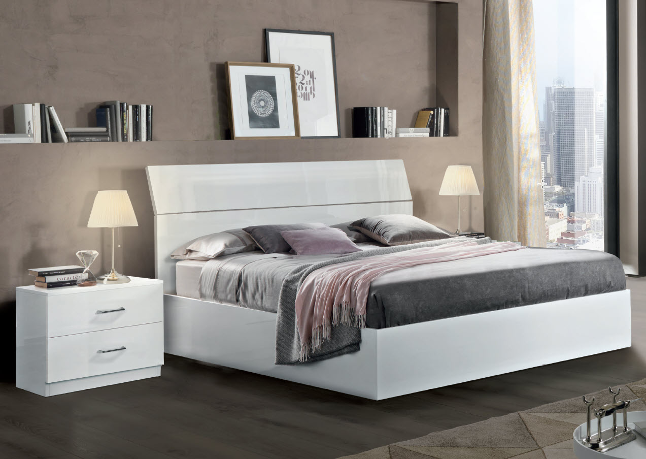 Bedkader Mary 160x200cm in hoogglans wit-wit